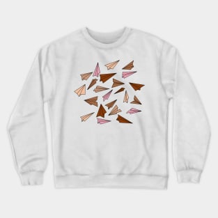 Earthy colors doodle of paper planes pattern Crewneck Sweatshirt